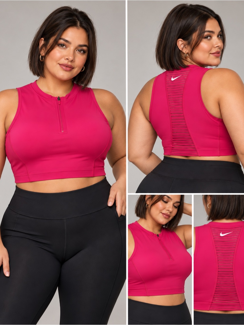 Nike | Pro Dri-FIT Hot Pink Half Zip Cropped Training Tank - Size XXL